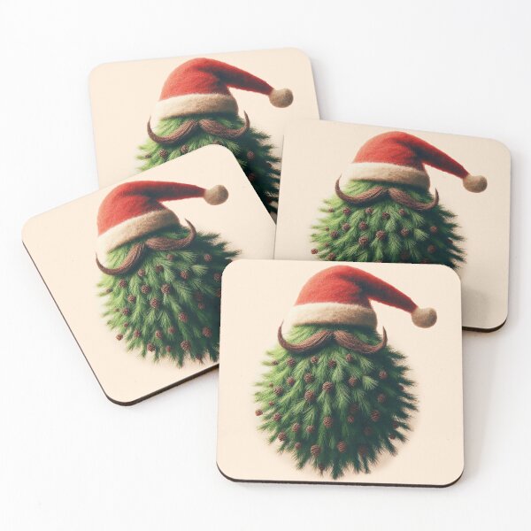 Item preview,  Christmas Tree in Santa Hat with Moustache designed and sold by rymarenko.