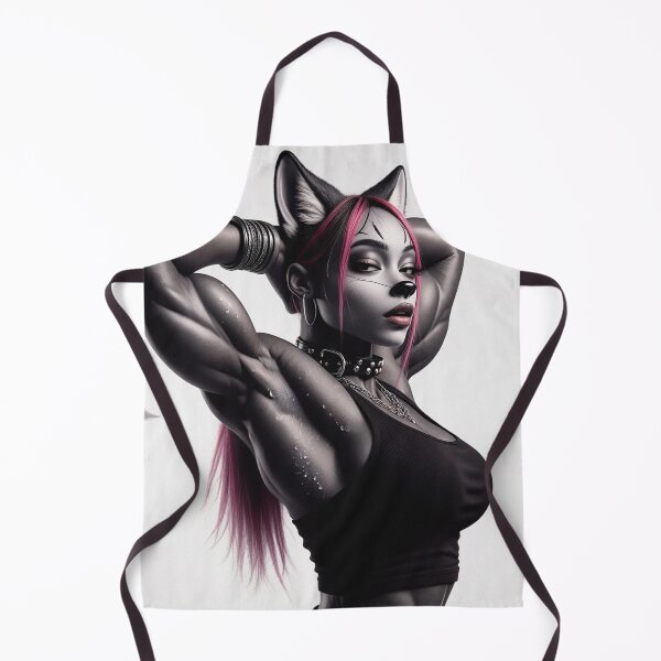 Item preview, Cute Anthropomorphic Fox Girl render black fox posing with her hands behind her head designed and sold by Vintage Designs +.