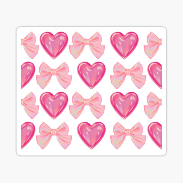 Item preview, Pink Heart and Bow Iridescent Pattern designed and sold by The Painted Topaz.