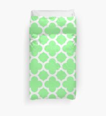 Mint Green Quatrefoil Pattern Duvet Cover