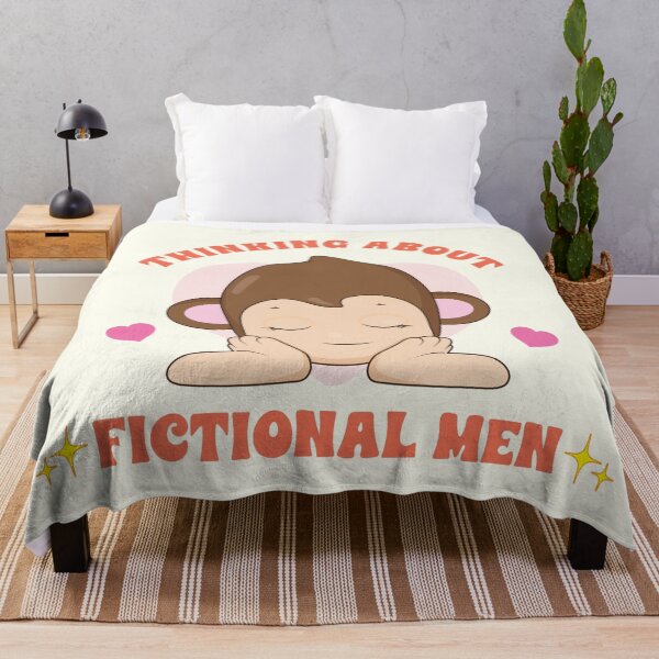 Item preview, Thinking About Fictional Men // Cute Monkey Illustration designed and sold by DIBICHIBI.