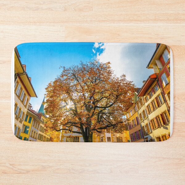Item preview, Beautiful Old Town with a Tree in a Sunny Day in Autumn in Biel designed and sold by Mats Silvan.