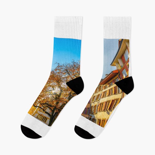 Item preview, Beautiful Old Town with a Tree in a Sunny Day in Autumn in Biel designed and sold by Mats Silvan.