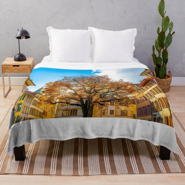 Item preview, Beautiful Old Town with a Tree in a Sunny Day in Autumn in Biel designed and sold by Mats Silvan.