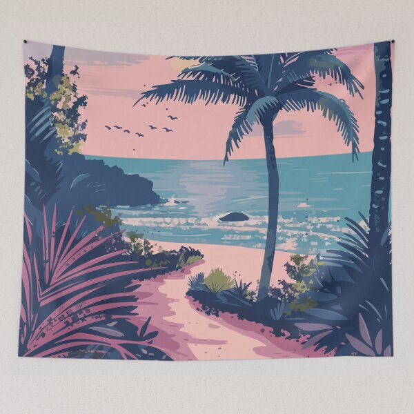 Item preview, Peaceful Tropical Beach Path Minimalist Art Illustration designed and sold by LVTFCOarts.
