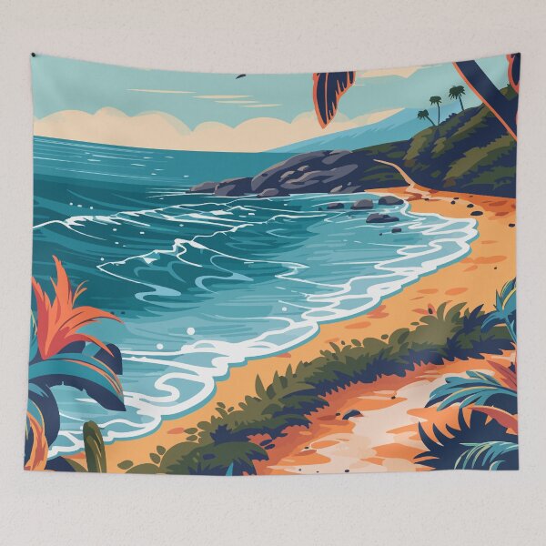 Item preview, Minimalist Tropical Beach Path Art Illustration designed and sold by LVTFCOarts.