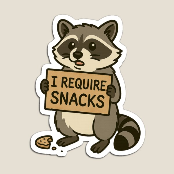 Artikel-Vorschau von „Ich brauche Snacks“ – Lustiger Waschbär, designt und verkauft von FrameFlow.