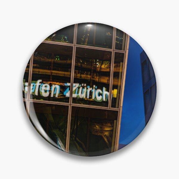 Item preview, Illuminated Sign to Zurich Airport Reflected on a Modern Office Building at Night designed and sold by Mats Silvan.
