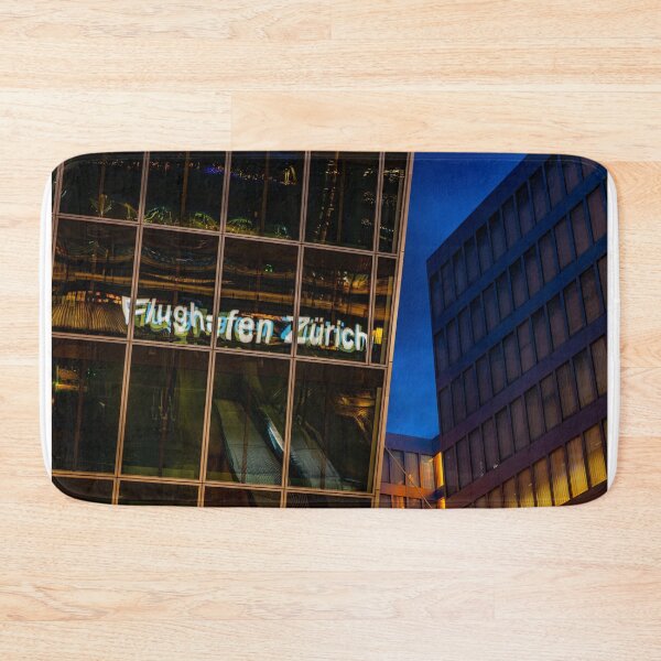 Item preview, Illuminated Sign to Zurich Airport Reflected on a Modern Office Building at Night designed and sold by Mats Silvan.