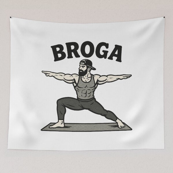 Item preview, Broga: Bearded Man Yoga Warrior Pose designed and sold by k3rstman1.