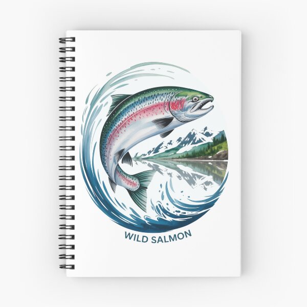 Item preview, Wild Salmon Jumping - Watercolor Style designed and sold by FusiTink.