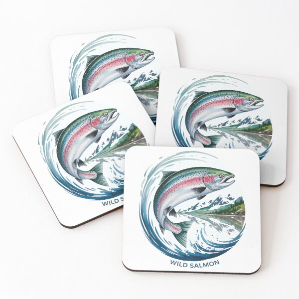 Item preview, Wild Salmon Jumping - Watercolor Style designed and sold by FusiTink.