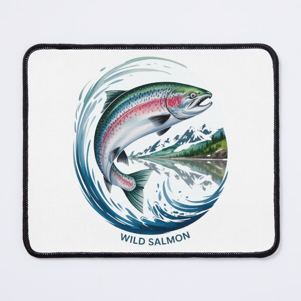 Item preview, Wild Salmon Jumping - Watercolor Style designed and sold by FusiTink.