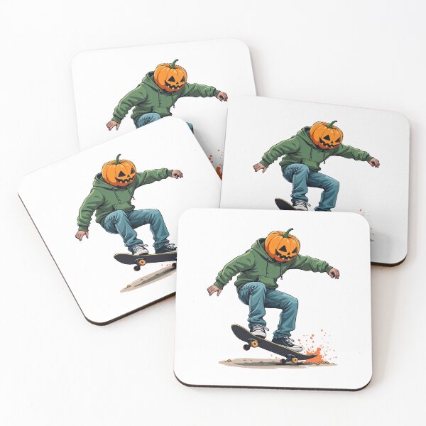 Item preview, Skeleton Jack O' Lantern Riding a Skateboard - Halloween designed and sold by RaceDayRags.