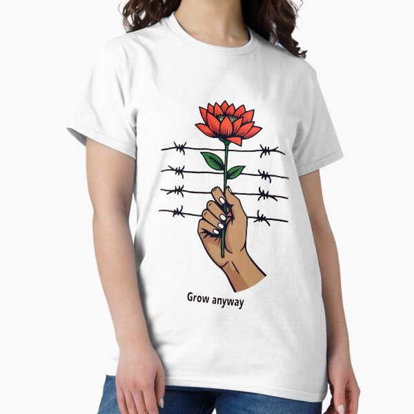 Item preview, Grow Anyway – Powerful Flower and Barbed Wire Resistance Art designed and sold by Myono.