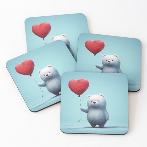 Item preview, Cute cartoon bear with heart on a blue background designed and sold by anytka.