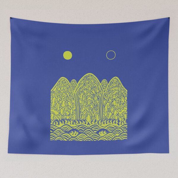 Item preview, Irworobongdo Modern Blue Korean Landscape Art designed and sold by alpacalab.