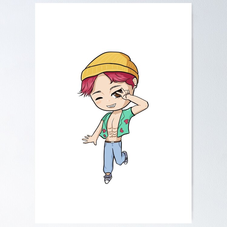 Cute Kpop Hunter Demon Idol Saja Boys Abby Chibi Art (Black Outline) Sticker