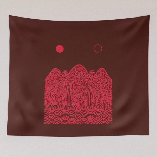 Item preview, Irworobongdo Modern Red Korean Landscape Art designed and sold by alpacalab.