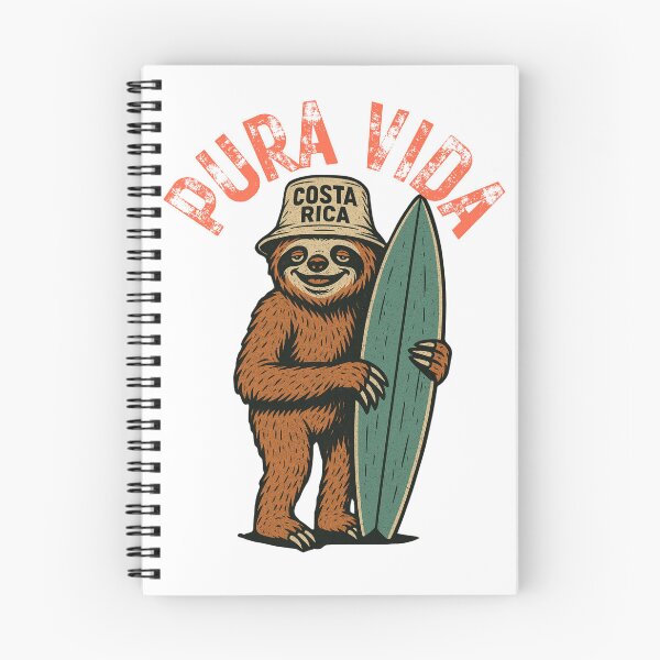 Item preview, Perezoso surfero Pura Vida – Ilustración vintage de un perezoso surfero de Costa Rica designed and sold by Thehatinthecat.