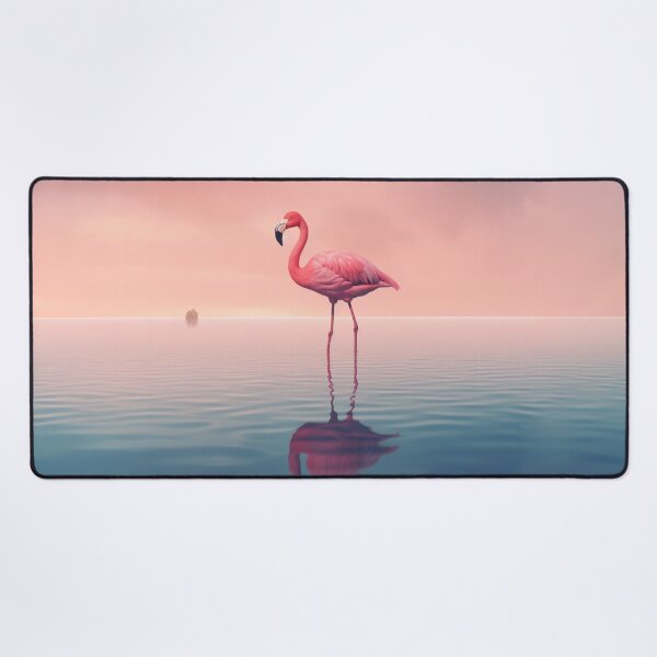 Item preview, One flamingo standing peacefully alone in the water by cloudy sunset designed and sold by anytka.
