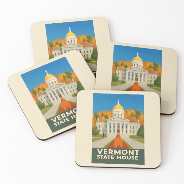 Item preview, Vermont State House Retro Poster – Montpelier Autumn Art Print designed and sold by ArtSpireWorks.