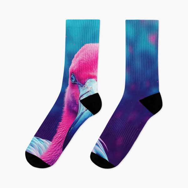 Item preview, Portrait of a flamingo on a neon blue pink background. Emotive portrait. Looking at the camera designed and sold by anytka.