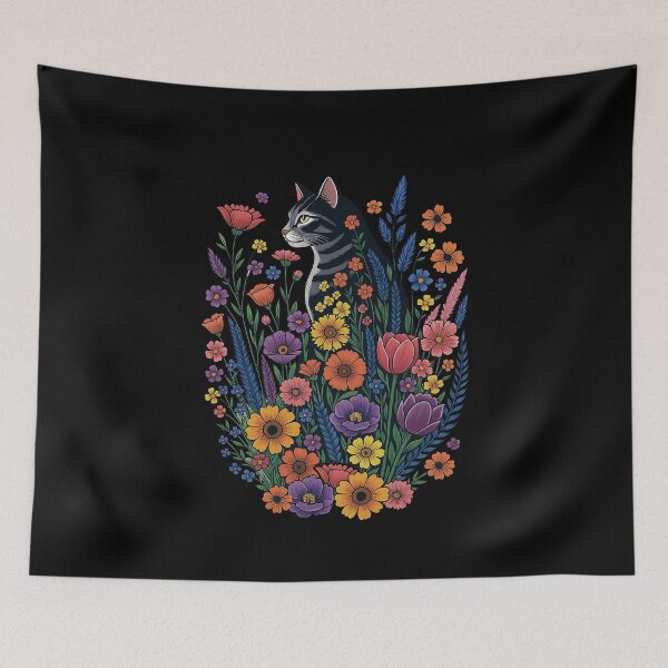 Item preview, Funny Cat flovers floral Cute Cat Lover, love cat and flowers designed and sold by Collagedream.