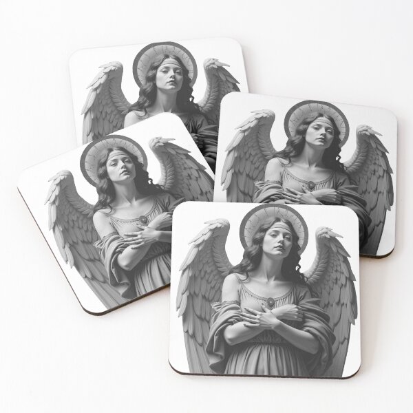 Item preview, Divine Angel in Monochrome – Gothic Celestial Guardian Art designed and sold by Myono.