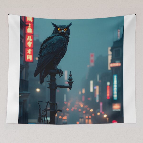 Item preview, Nocturnal Sentinel of the Neon City designed and sold by oanaunciuleanu.