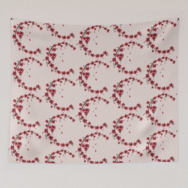 Item preview, Red Moon Cherry Blossom Sakura Flower branch illustration designed and sold by Scarlet Swan.
