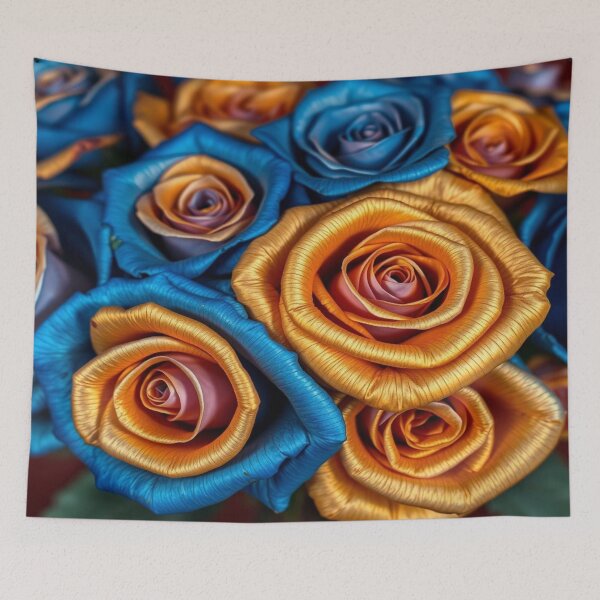 Item preview, Midnight Bloom: Blue & Gold Roses of Enchantment designed and sold by nigejohn.
