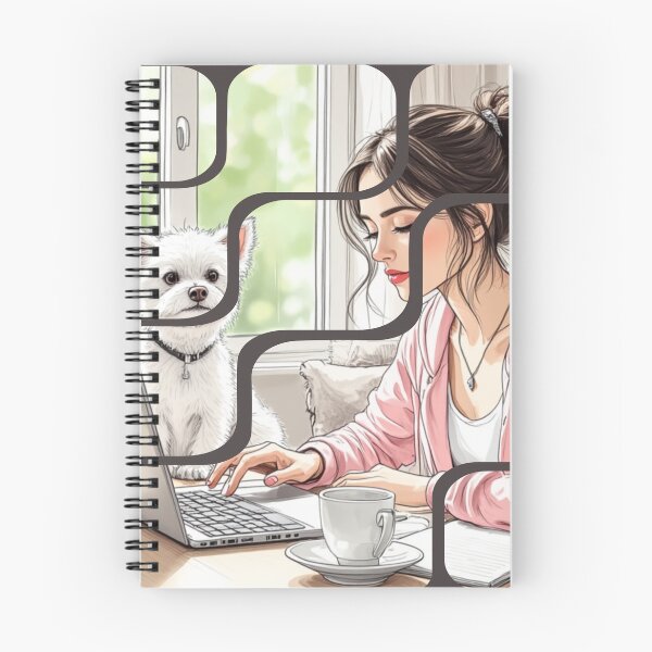 Item preview, Cozy Work-from-Home with Dog Illustration designed and sold by Whimsy Works Lab.
