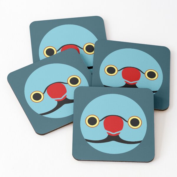 Item preview, The face of a blue male Rose-ringed parakeet designed and sold by INKOYADO.