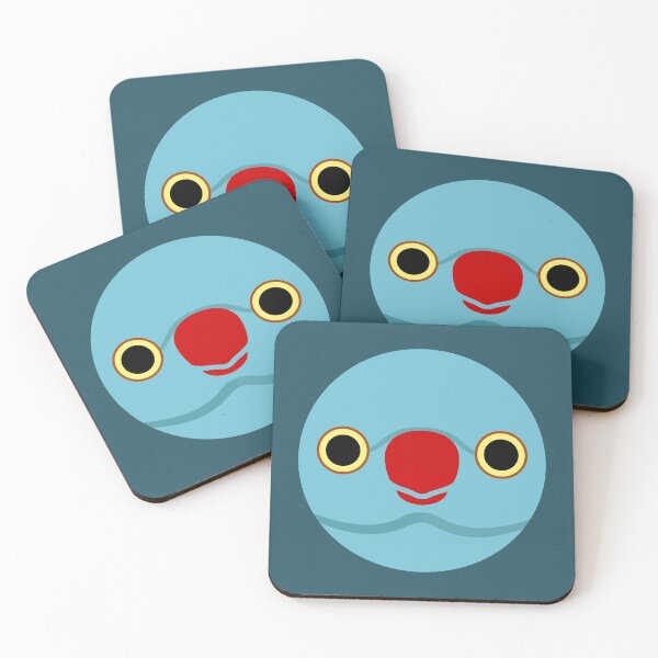 Item preview, The face of a blue female Rose-ringed parakeet designed and sold by INKOYADO.