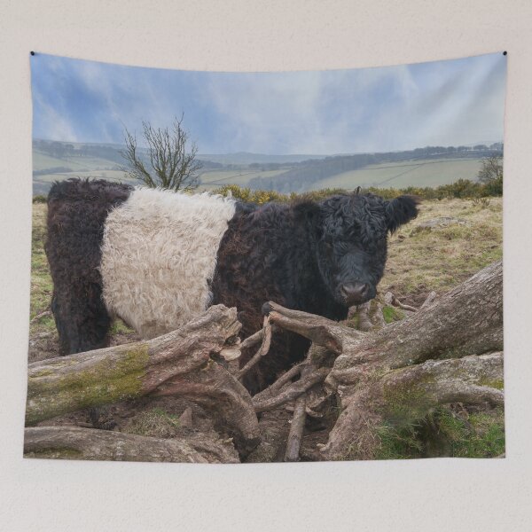 Item preview, Oreo Cow Among Rolling Heather Hills designed and sold by rawshutterbug.