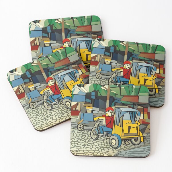 Item preview, Vintage Tuk-Tuk Station Geometric Art designed and sold by PolyVision Siam Studio.