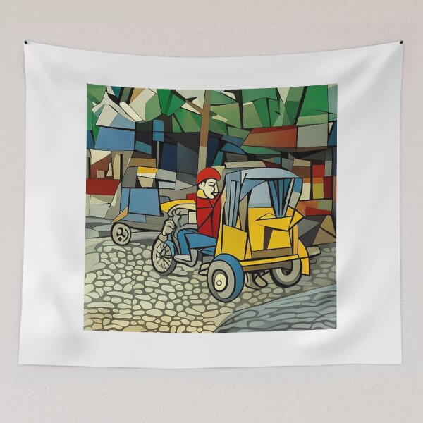 Item preview, Vintage Tuk-Tuk Station Geometric Art designed and sold by PolyVision Siam Studio.