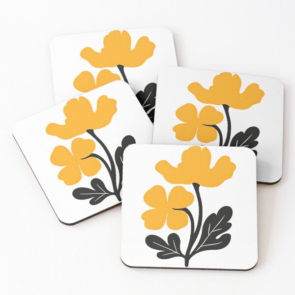 Item preview, Yellow Floral Duo on Black Leafy Stems designed and sold by ArtfulWeave.