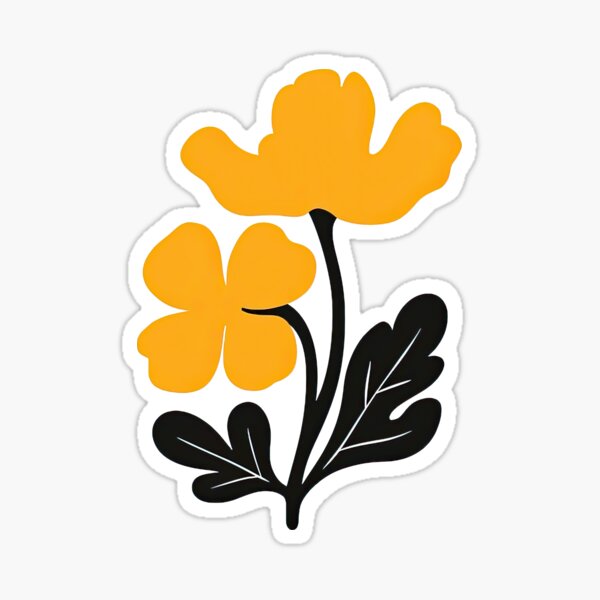 Item preview, Yellow Floral Duo on Black Leafy Stems designed and sold by ArtfulWeave.