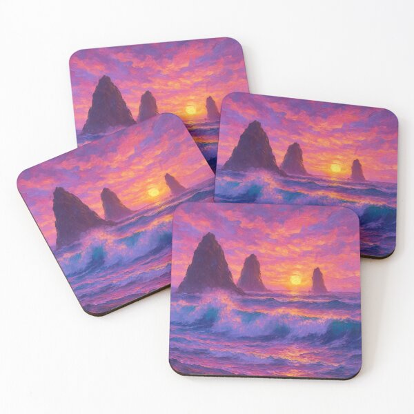 Item preview, Impressionist Sunset Over Ocean Seastacks designed and sold by shogan712.