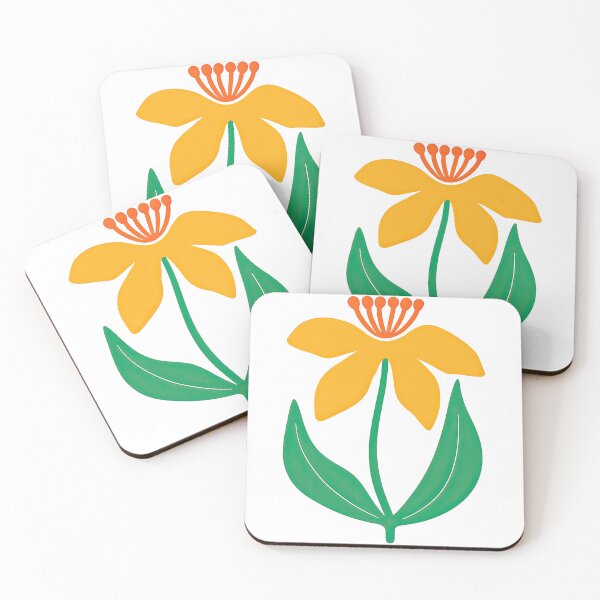 Item preview, Whimsical Yellow Flower with Green Leaves Illustration designed and sold by ArtfulWeave.