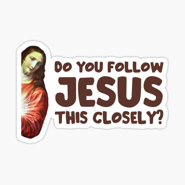 Vista previa del artículo con la obra «¿Sigues a Jesús tan de cerca? - Divertida lámina sobre religión cristiana», diseñado y vendido por kolshi-shop.