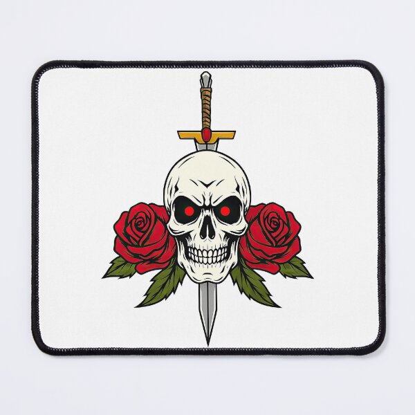 Item preview, Gothic Skull with Red Roses and Sword Design designed and sold by ArtfulWeave.