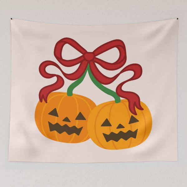 Item preview, Pumpkin Cherry Bow Halloween Spooky Jack-o-Lantern designed and sold by Magnolia Valley Art.