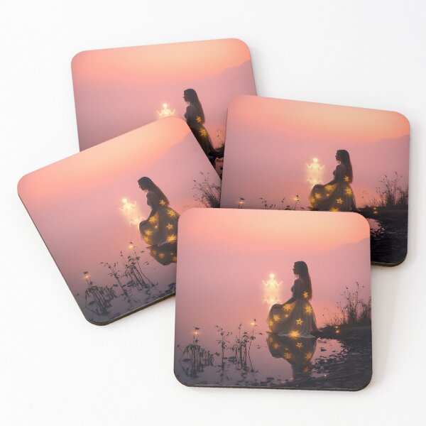 Item preview, The Oracle’s Mirror Lake – Mystical Sunset Fantasy Art designed and sold by WiccaJourney.