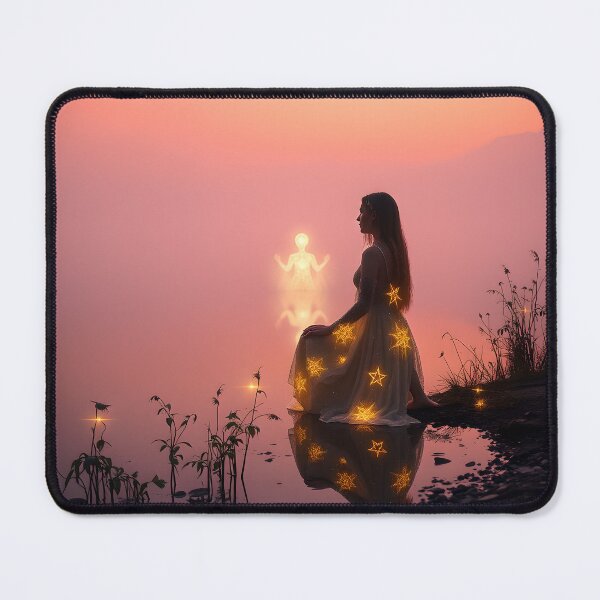 Item preview, The Oracle’s Mirror Lake – Mystical Sunset Fantasy Art designed and sold by WiccaJourney.