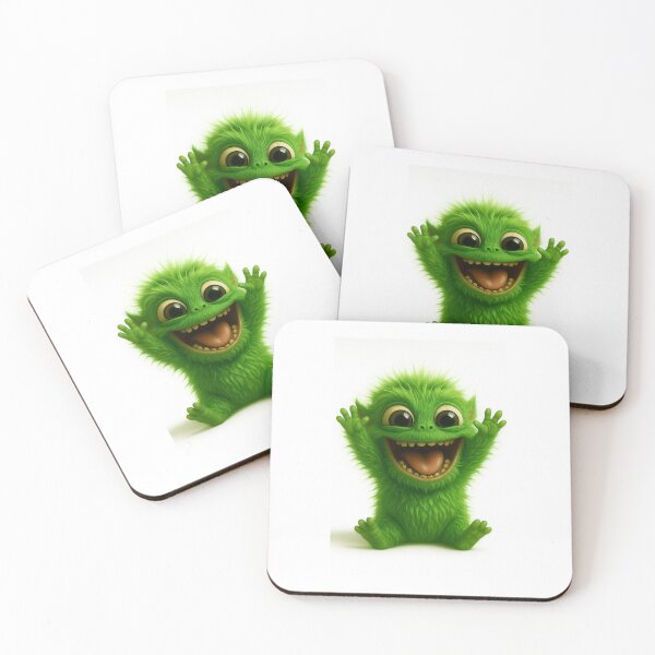 Item preview, Excited Green Monster – Joyful Creature with Open Arms designed and sold by StickerLab011.