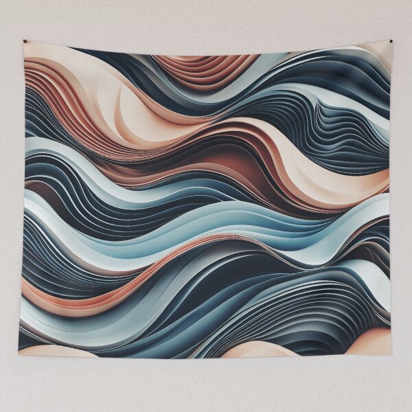 Item preview, Elegant Aesthetic Peach and Blue Colored Sculpted Ribbon Design designed and sold by greenflashwear.