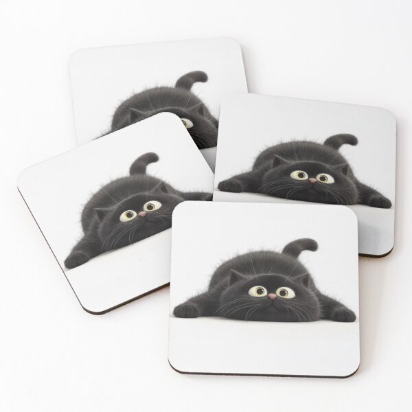 Item preview, drawing of sneaky black cat peeking out designed and sold by NivyasArtistry.